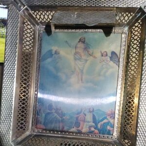 Vintage Religious Metal Frame Art